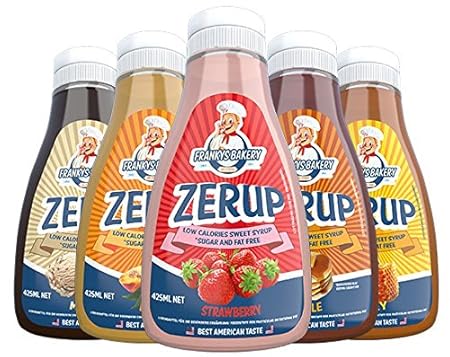 Frankys Bakery ZerUP Amerikanischer Sirup Dessert Sauce Diät Ernährung Kalorienarm 425ml (Malaga)