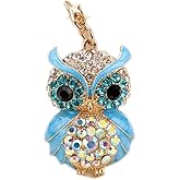 TOPASION Cute Owl Rhinestone Keychain for Women Animal Key Chain Ring Charms for Purses