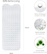 WELTRXE Bath Mats Non Slip Extra Long 100x40 cm PVC Clear with 200 Suction Cups view 5