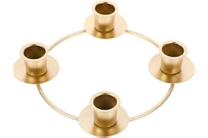 COHEALI Christmas Advent Wreath Ring Candle Holder Xmas Metal Candlestick Taper Metal Candle Candelabra Stand for Christmas Advent Home Table Decorations
