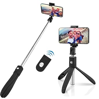 Bluetooth Selfie Stick Stativ, Abafia Selfie-Stange Stab mit Stativ und Fernauslöser Handy Stativ Selfiestick Rückspiegel Sel