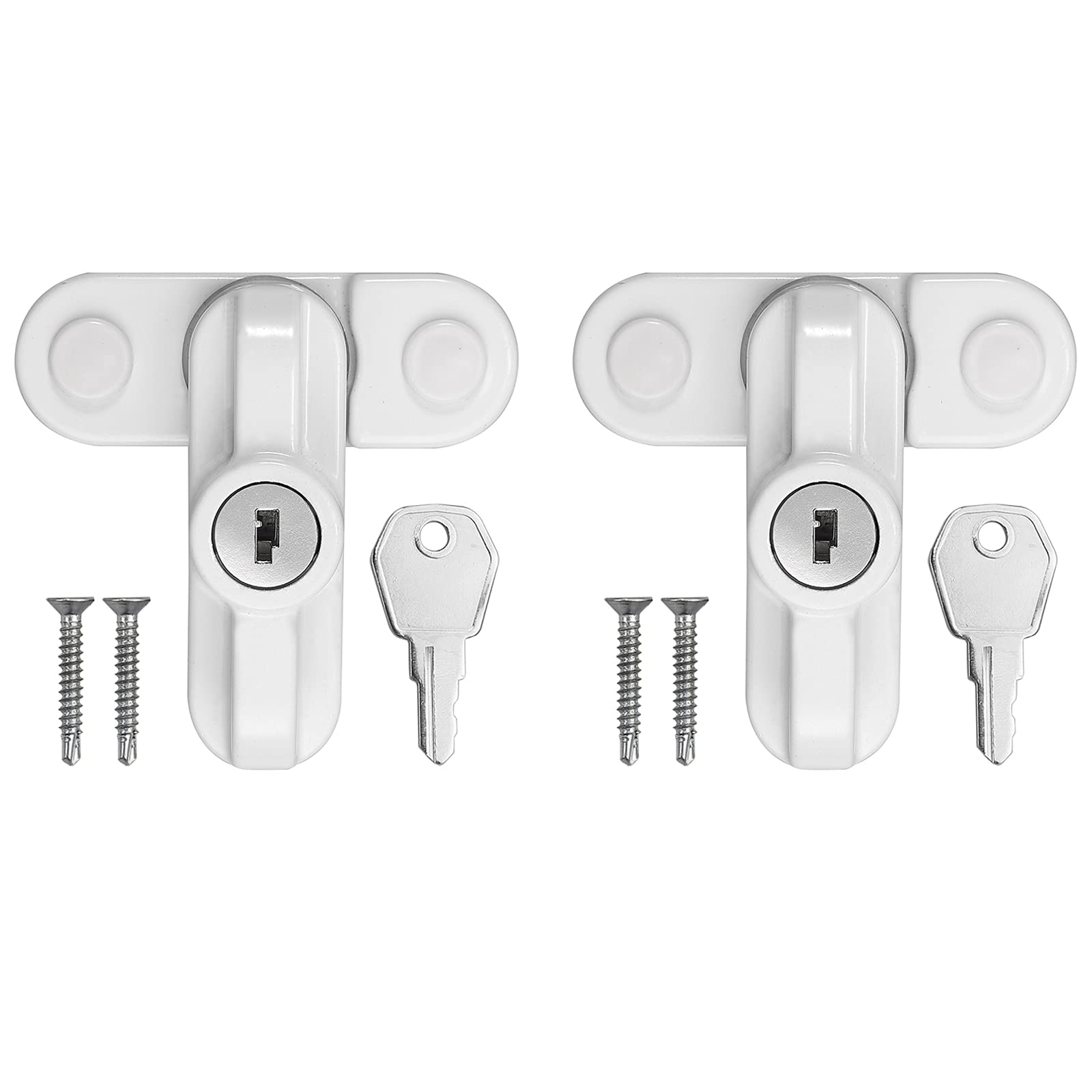 Neoteck Sash Jammer Sash Jammer White Strong Zinc Cast Alloy Extra Security Locks Sash Blocker Jammer for Various UPVC/PVC Doors and Windows and Home Security (White, 2 pcs)