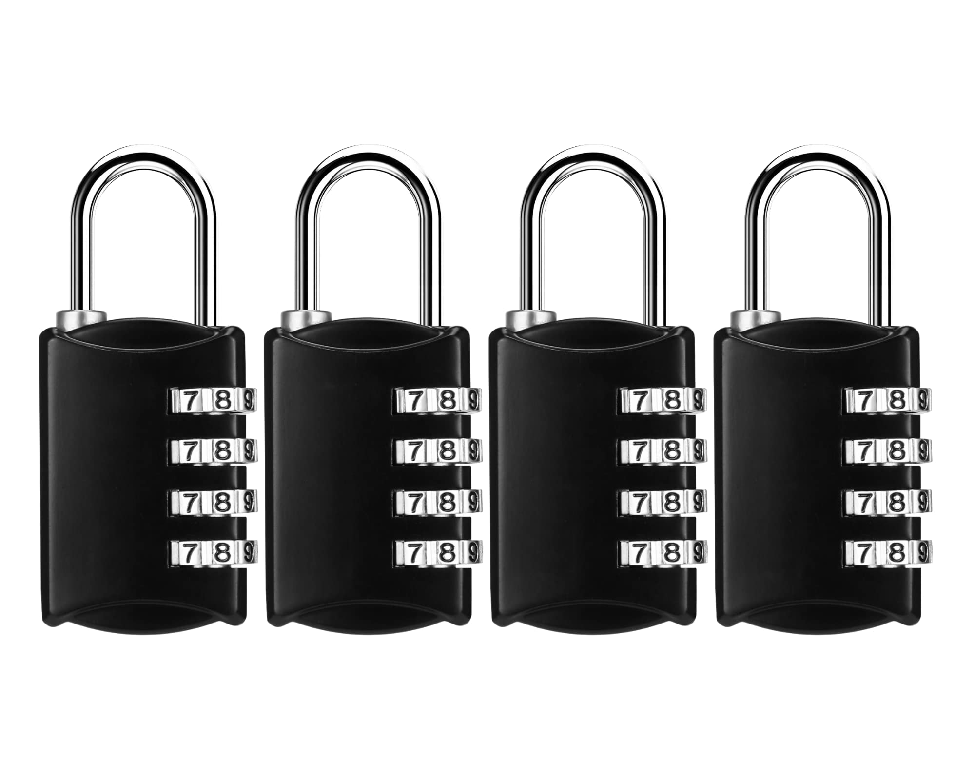 DAYGOS Small Padlocks, 30mm Combination Pad Lock for Gym Locker with 3mm Shackle, [4 Pack] Security Suitcase Locks with 4 Digit Code for Luggage - Black