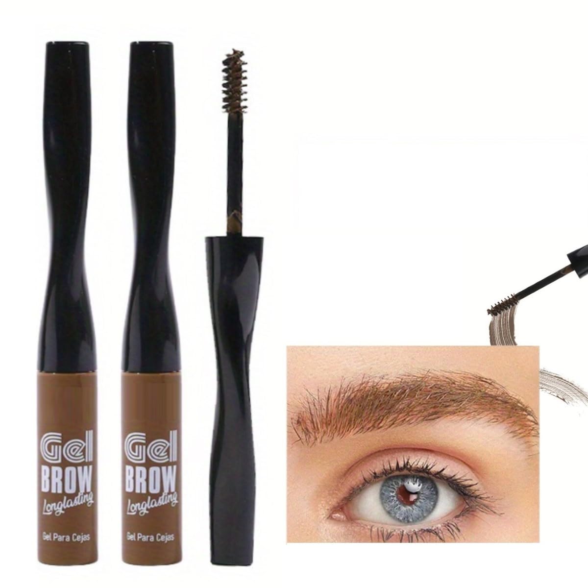 KARLOR 2 Pcs eyebrow mascara, eyebrow gel eyebrow tinted color brow tint eyebrow gel waterproof eyebrow tint brow mascara quick drying long-lasting (02#Light Brown)