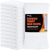Avalon Towels Ribbed Bar Mop Towels (Value Pack of 12) Size 16"x19" – Absorbent and Durable, Multipurpose Cleaning Rags, Cotton Cleaning Towels, Terry Cloth Rags, Reusable Shop Rags