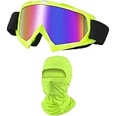 LJDJ Dirt Bike Goggles ATV Off-Road Riding Motorcycle Motocross Glasses with Sun UV Protection Balaclava Full Face Cover