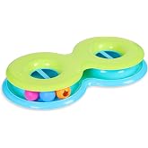 Catstages Infinity Ball Track for Cats, 3 Balls Included, 17.4" | Figure-8 Shaped Track with 2 Regular Balls + 1 Light-Up Ball, Bat &amp; Swat Play, Compatible with Topper Toys, Cats &amp; Kittens