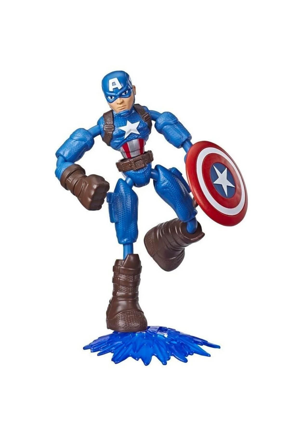 Marvel Avengers Bend And Flex Action Figure Toy, 15-cm Flexible Captain America Figure, Includes Blast Accessory, For Children Aged 6 and Up