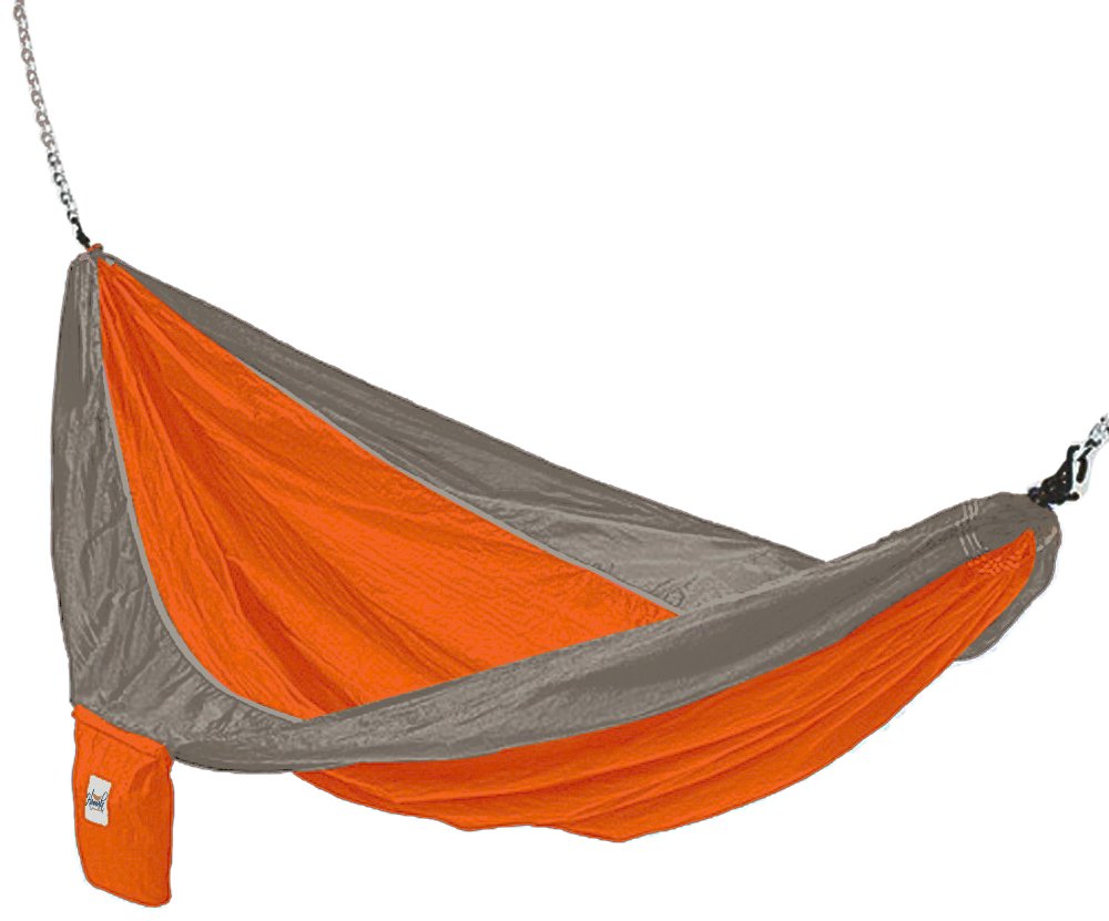 Hammaka Parachute Silk Lightweight Portable Double Hammock In Orange/Grey