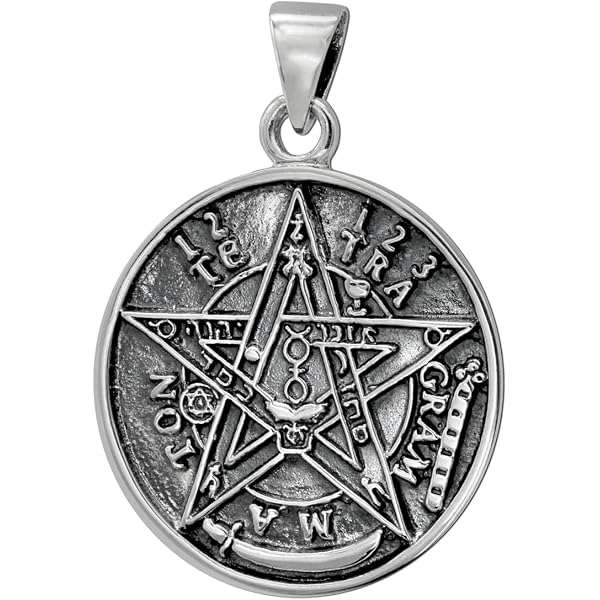 Moonlight Mysteries Sterling Silver Pentacle Pendant - Large Pentagram Magic Circle Necklace, 1.5 Inch