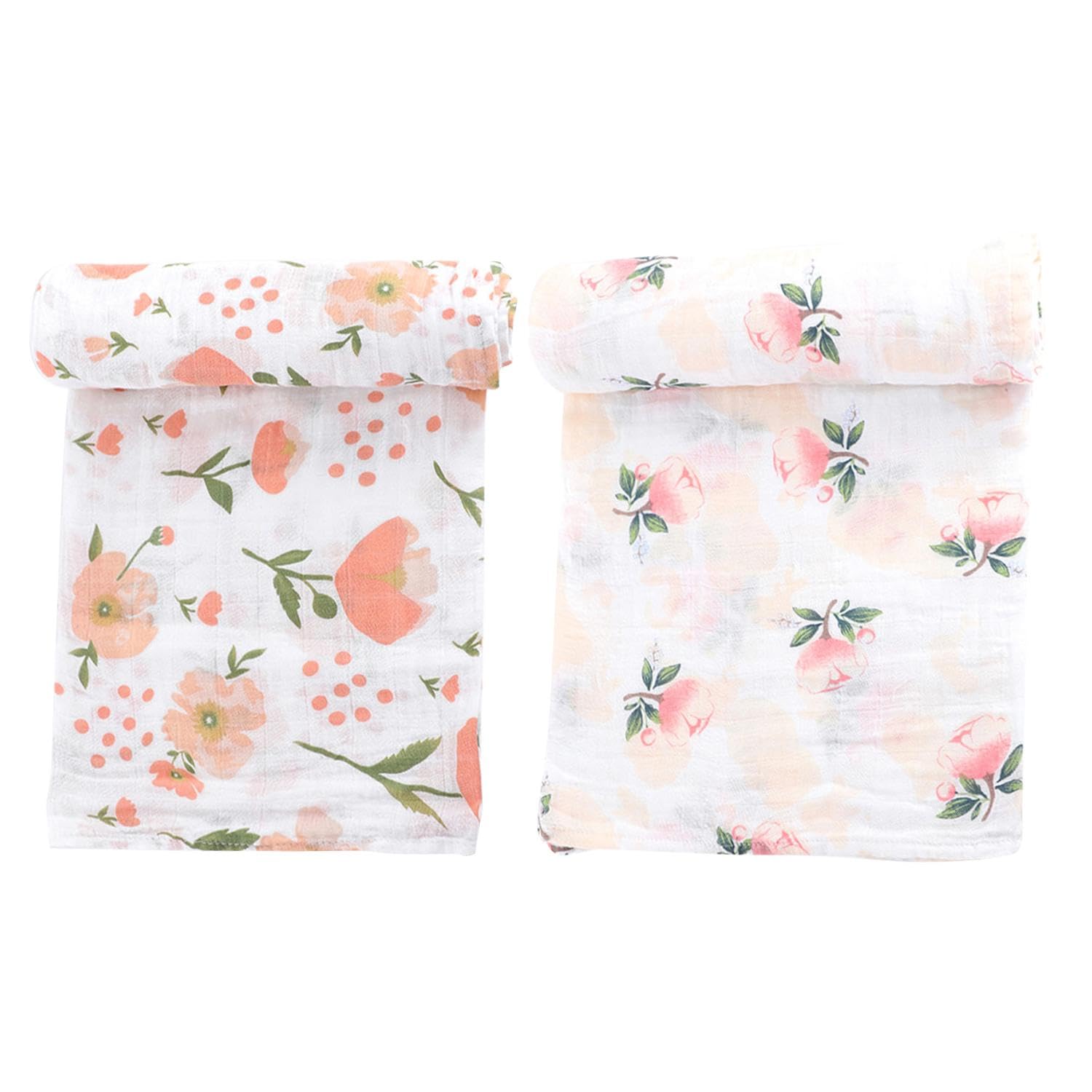 2 Piece Double Layer Cotton Muslin Swaddle Blanket - Extra Large for Baby Girl
