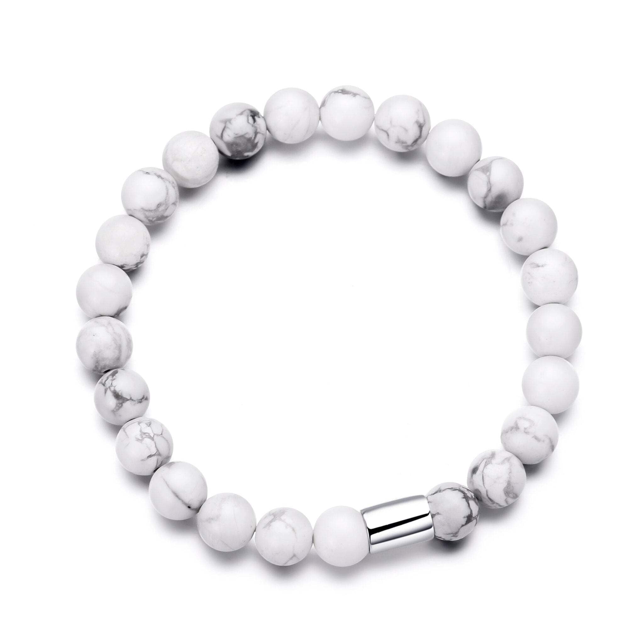 Philip Jones Men's Howlite Gemstone Stretch Bracelet