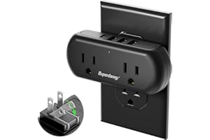 SUPERDANNY Multi-Plug Outlet Extender, 3 Prong to 2 Prong Wall Charger with 2 Wide-Spaced Outlets & 4 USB Ports, Mini Surge Protector Multiple Plug Splitter for Travel, Home, Office, Type A, Black