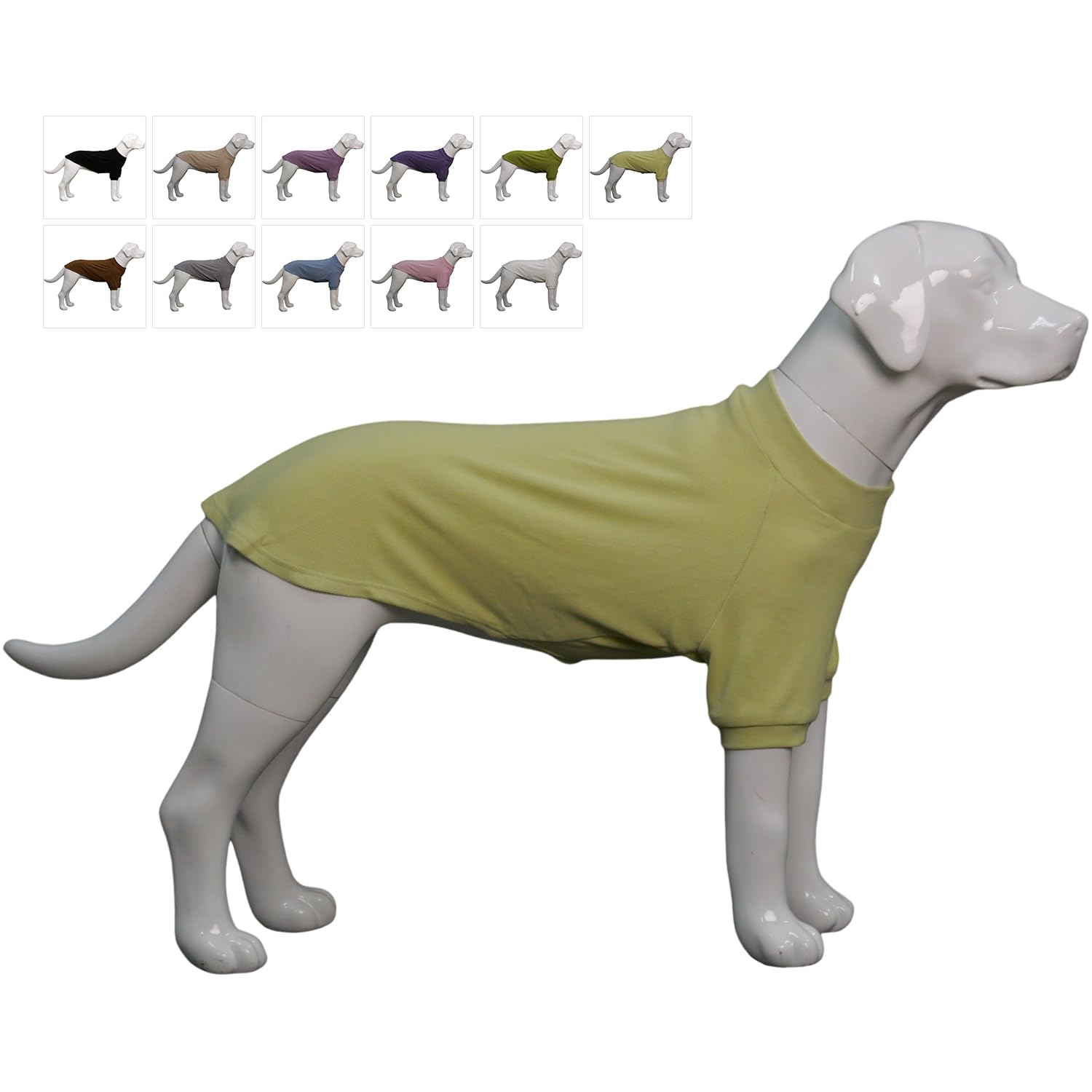 Lovelonglong Ribbed Dog T-shirt Cotton Knitted Dog Sweaters for All Season Pet T-shirts for Large Medium Small Dogs Chartreuse L