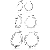 PABBEU Gold Hoop Earrings for Women Sterling Silver Post Small Gold Hoop Earrings 14k Real Gold Tiny Hypoallergenic Small Hoop Earrings Set for Women Men 13/15 /20mm