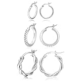 PABBEU Sterling Silver Hoop Earrings for Women S925