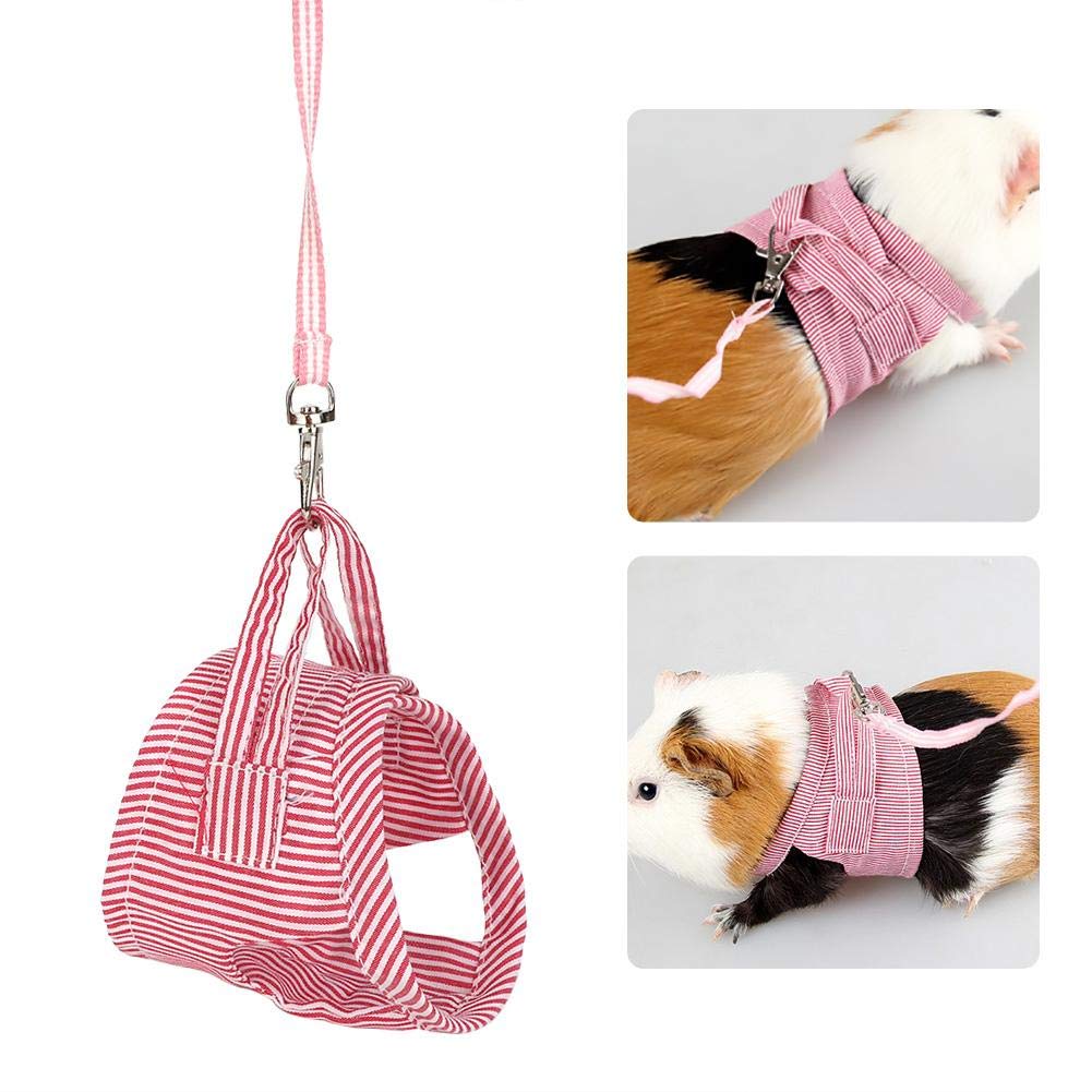HEEPDD Guinea Pigs Harness, Adjustable Small Animals Vest and Leash Set Outdoor Walking Vest for Squirrels Hedgehogs Ferrets Rabbits Red L