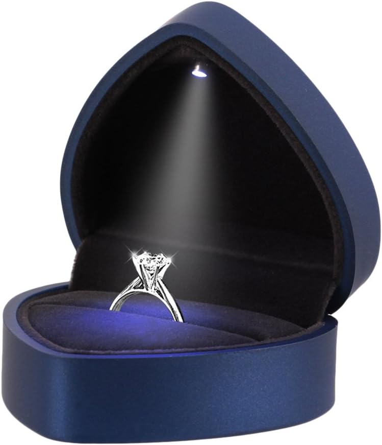 Naimo Engagement Ring Box Earrings Coin Jewelry Ring Box Case with LED Lighted up for Proposal Engagement Wedding Gift
