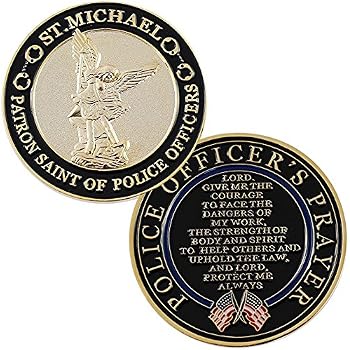 St. Michael Patron Saint Of Law Enforcement Keychain Coin - Hero's Valor Prayer & Thin Blue Line - View #7