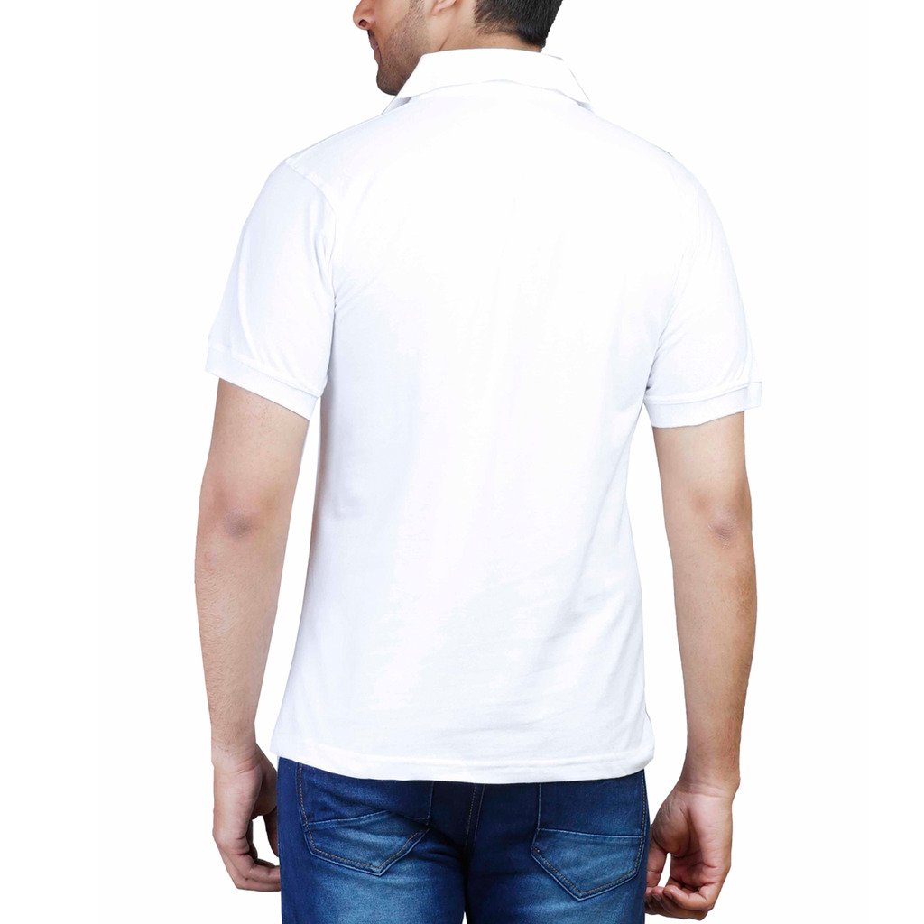 fleximaa men's cotton polo collar t-shirt white color