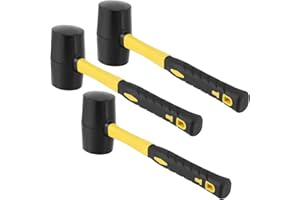 SEHOI 3 PCS 16 OZ Black Rubber Mallet Hammer, Rubber Mallet with Non Slip Handle for Camping, Woodworking and Flooring