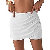ZAFUL Women's Swim Skirts High Waisted Bikini Bottom Tummy Control Ruched Tankini Swimsuit Skort