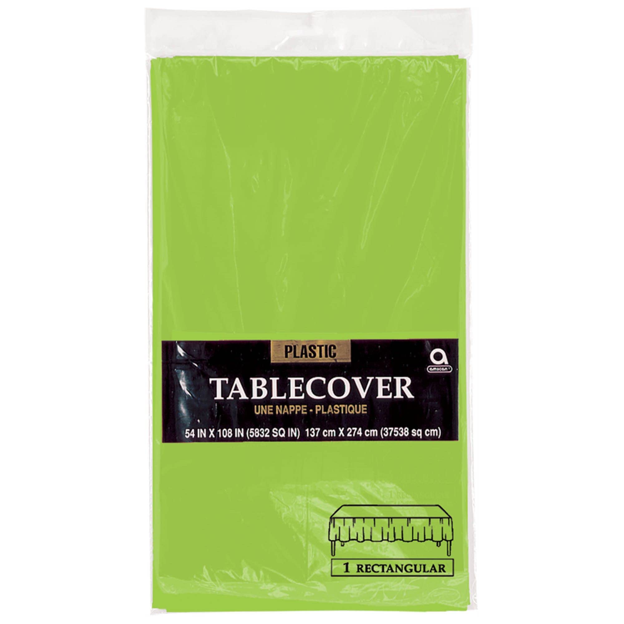 Amscan 77015-53 - Kiwi Green Plastic Lined Paper Party Table Cover - 1.37m x 2.74m