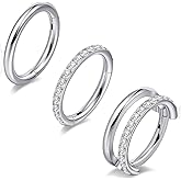 limerencia Titanium Earrings, 3PCS Double Hoop Nose Rings Titanium for Women Men, 16/18G Cartilage Earrings for Helix, Rook, Tragus, Daith, Conch,Implant Grade Piercing Jewelry 6/8/10mm