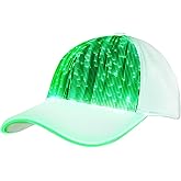 DreiMind USB Charging Light up Fiber Optic Hat LED Hat with 7 Colors Luminous Glowing EDC Baseball Cap White