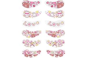 Black Wings 6 Pairs Silicone Eye Patches with Self-Adhesive Design - Cute Bear & Rabbit Inspired Eye Care Patches (Little Bea