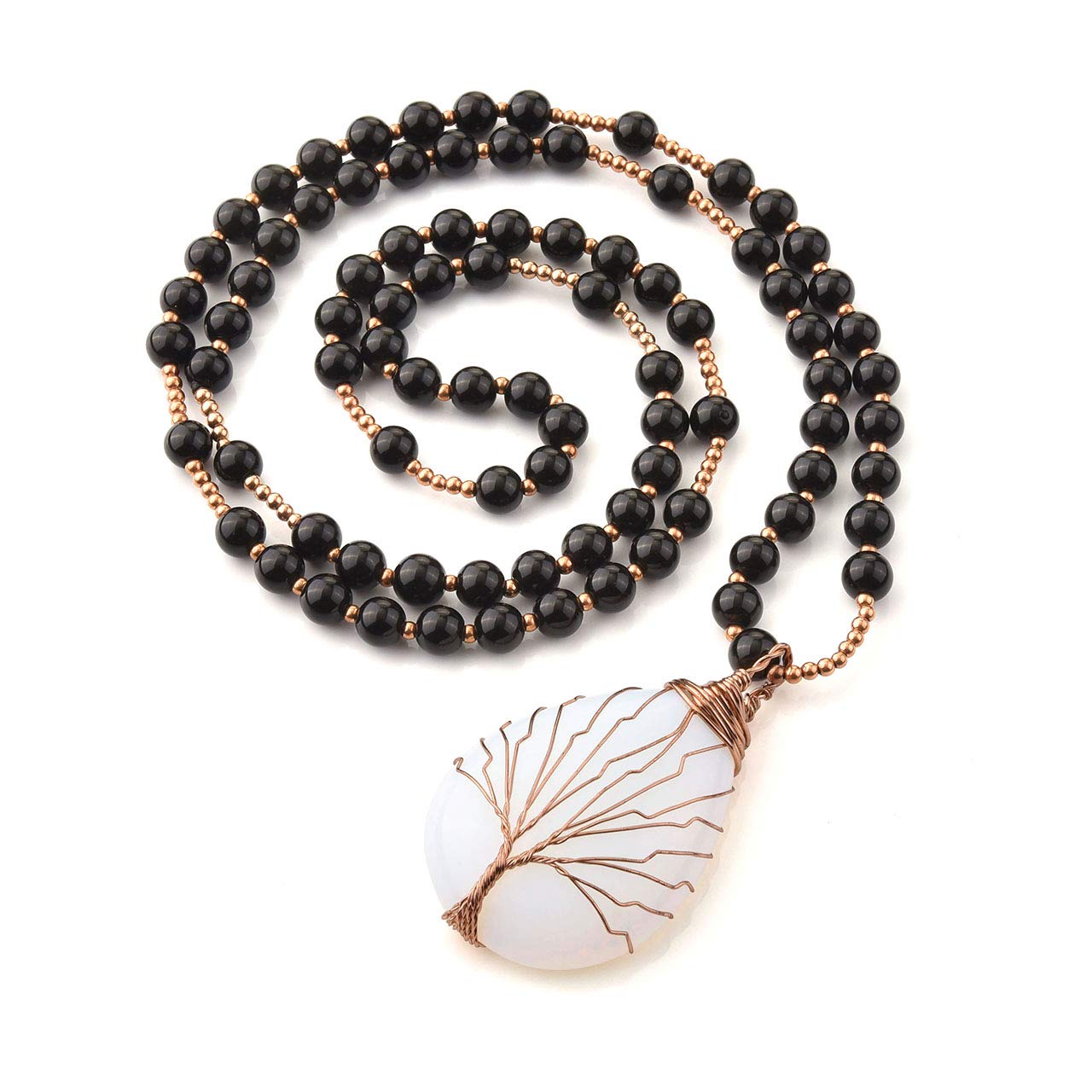 Jovivi Man-made Opalite Healing Crystals Necklace