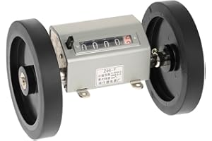 VIKYE Length Counter, 1 Pack 5 Digits 0-9999.9 Mechanical Length Counter Speed 350RPM Grey Reset with Rolling Wheel for Record of Weaving, Plastic Film, Leather, etc