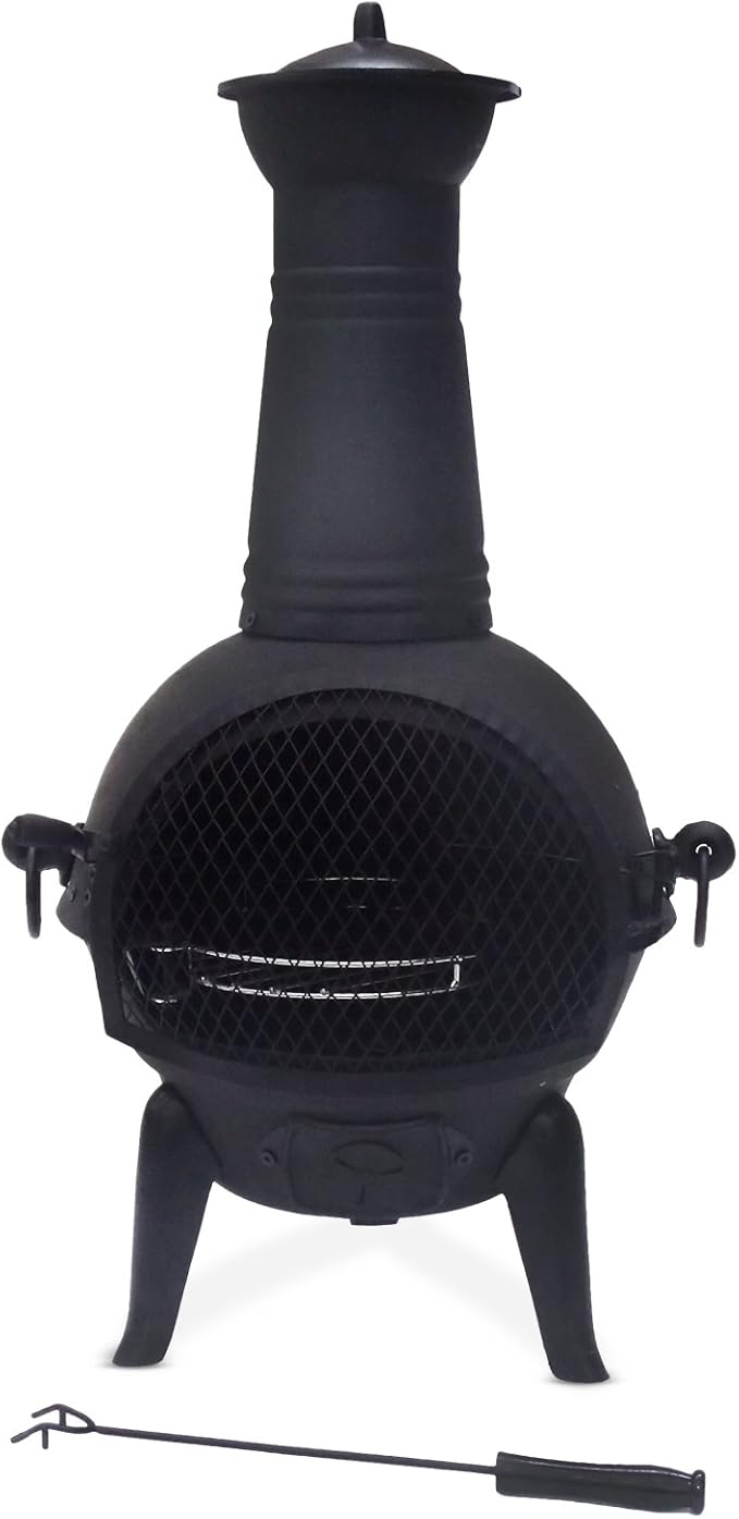 Mari Garden Granada - Chimenea de hierro fundido, 93 cm, brasero