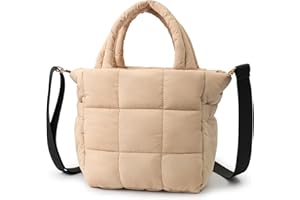 NAARIIAN Women Puffer Tote Bag Top Handle Lightweight Handmade Waterproof Nylon Puffy Shoulder Dupe Purse For Gym Work Travel