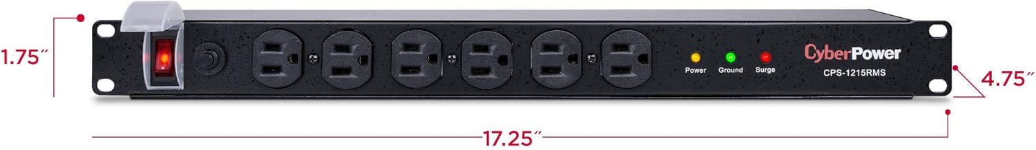 CyberPower CPS1215RMS Surge Protector, 120V/15A, 12 Outlets, 15ft Power Cord, 1U Rackmount: Home Audio & Theater