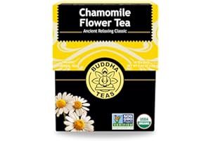Buddha Teas - Organic Chamomile Flower Tea - Herbal Tea - For Health & Wellbeing - With Antioxidants & Minerals - Clean Ingredients - Caffeine Free - OU Kosher & Non-GMO - 18 Tea Bags (Pack of 1)