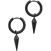 Sacina Black Spike Earrings, Hoop Gothic Punk Emo Grunge Earrings, Christmas Jewelry Gift For Women