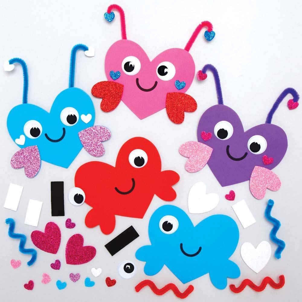 Baker Ross AX671 Love Bug Magnet Kits - Pack of 8, Mix and Match Crafts, Make Your Own Fridge Magnets, Art Kits for Children's Creativity, Small Gifts or Home Crafts