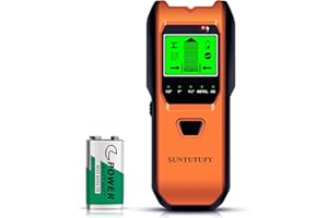 SUNTUTUFY Stud Finder Wall Scanner - 5 in 1 Electronic Stud Detector with Upgraded Smart Sensor, Audio Alarm and HD LCD Display for the Center and Edge of Wood, AC Wire, Metal and Studs Detection(Gamboge)