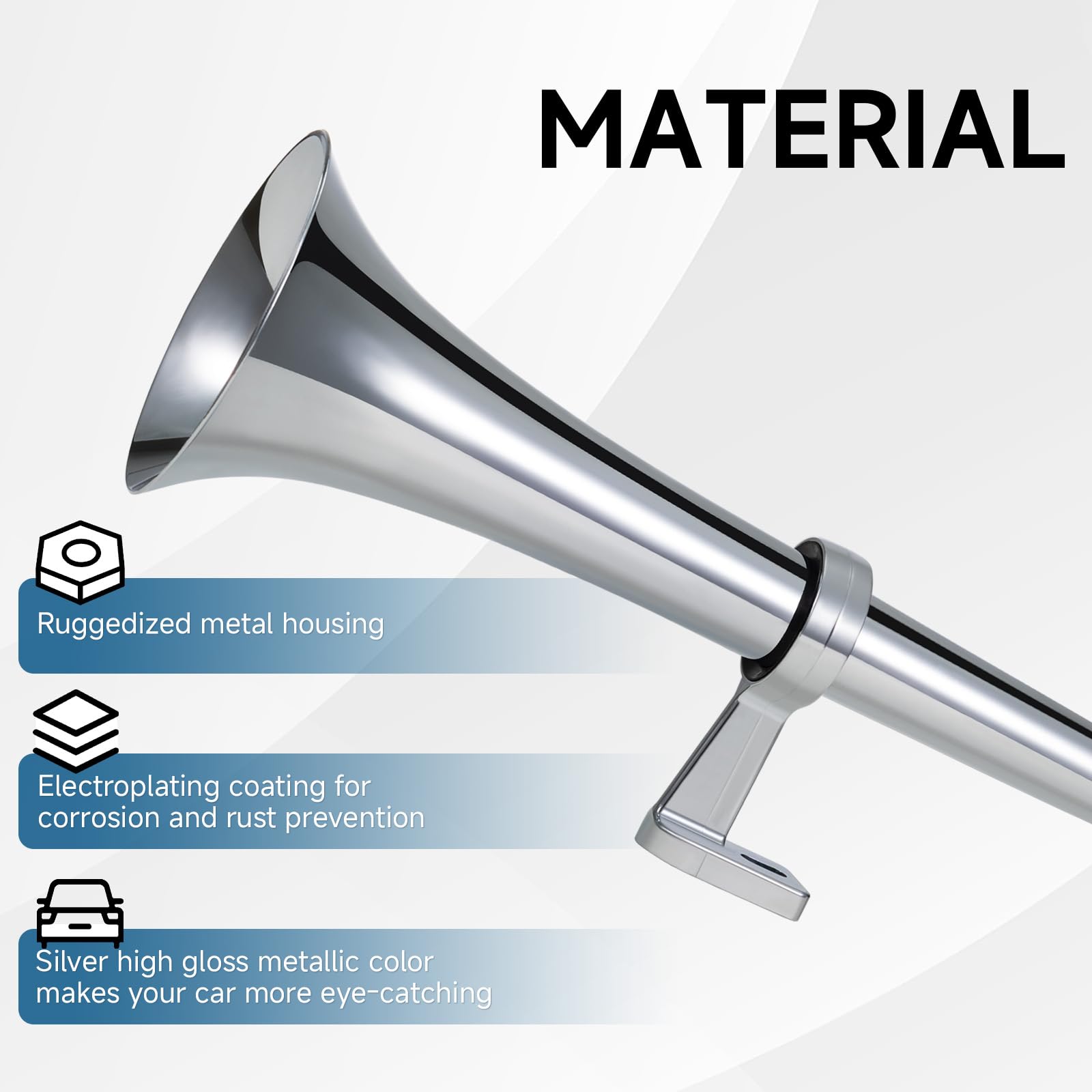 BANHAO Air Horn for Truck Boats Cars 12V 150db Super Loud Truck Train Horns Kit with Air Compressor Single Trumpet car horn for Vehicles SUV Train Pickup