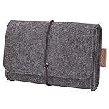 ProCase Felt Storage Case Bag Accessories Organizer for MacBook Laptop Mouse Power Adapter Cables Computer Electronics Cellphone Accessories Charger SSD HHD -Black