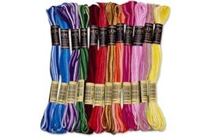 UMC STAG 12 Pieces | Premium Embroidery Thread | 100% Egyptian Cotton Premium Skeins | Cross Stitch Embroidery Floss | Oeko TEX Certified Stranded Cotton (Variegated Tones)