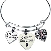 Cancer Survivor Strong Woman Pink Awareness Charm Bracelet Breast Cancer Survivor Jewelry Gift