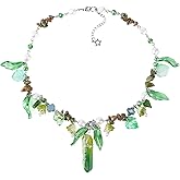 MOSTORY Woodland Crystal Fairy Necklace - Renaissance Necklace for Women Elf Cosplay Renfaire Fairycore Fantasy Jewelry