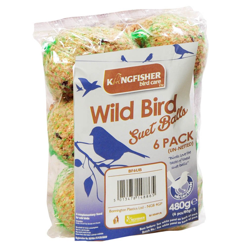 Natures Market King Fisher Unnetted Suet Fat Balls, Pack of 6, Transparent