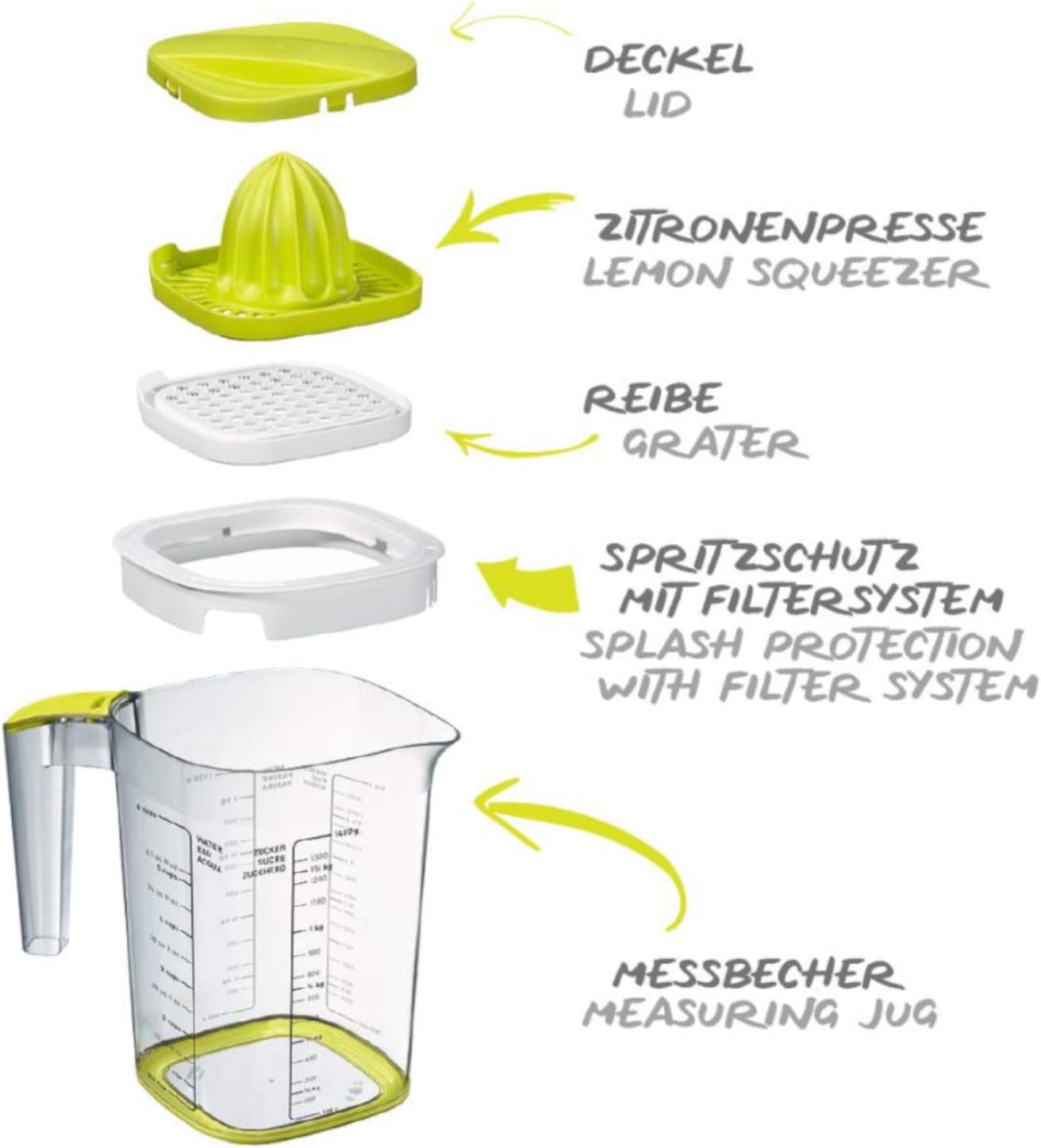 Rotho 1026005070WS Loft BackMessbecher mit verschiedenen Aufsätzen