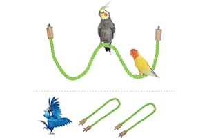 DNOIFNE 2 Pack Bird Hemp Rope Perch Swing, Bird Cage Stand Pole Accessories, Paw Grinding Standing Climbing Perch for Parrot, Parakeet, Budgies, Lovebirds (55.1 inches/140 cm)