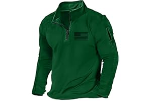 H HYFOL Men's USA Flag Graphic Pocket Pullover American Patriotic 1/4 Zip Stand Collar Long Sleeve Sweatshirts