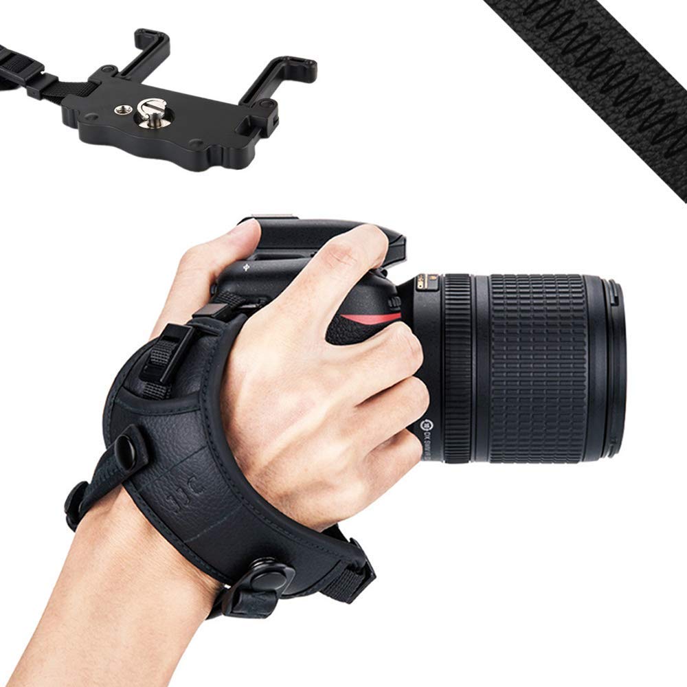 JJC DSLR Camera Hand Strap with U Type Plate for Canon Nikon (Black)