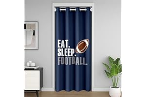 JEJELOIU Football Doorway Curtain Privacy Rugby Sport Closet Door Curtain 30%-50% Room Darkening Thermal Insulated Curtains for Doors Windows Drapes Football Lover Room Window Treatments 34x80 Inch, 1 Panel